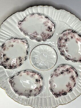 Antique Limoges Oyster Plate Cobalt Gold Gilt 7.9" A903